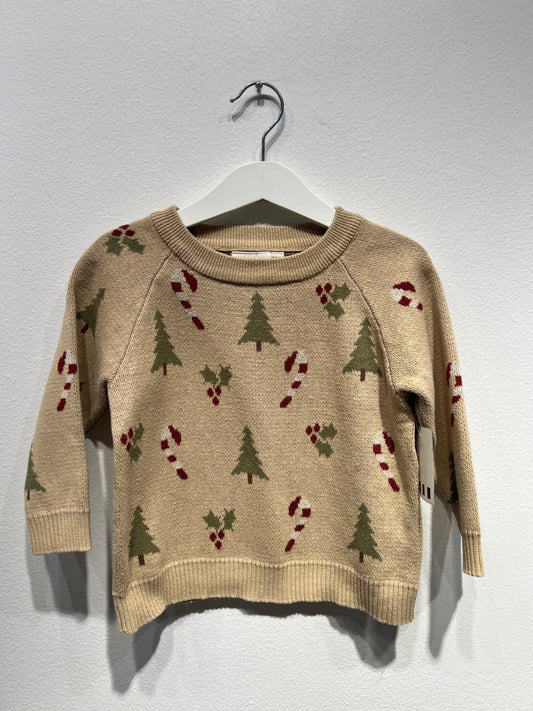 Lil´ Atelier Stickad tröja 92 Beige/Jultema