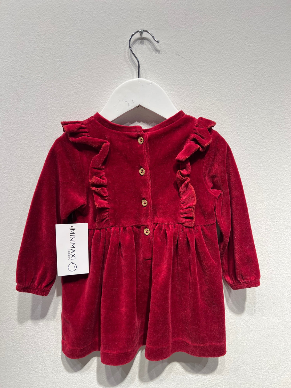 Newbie Velour klänning 74 Röd