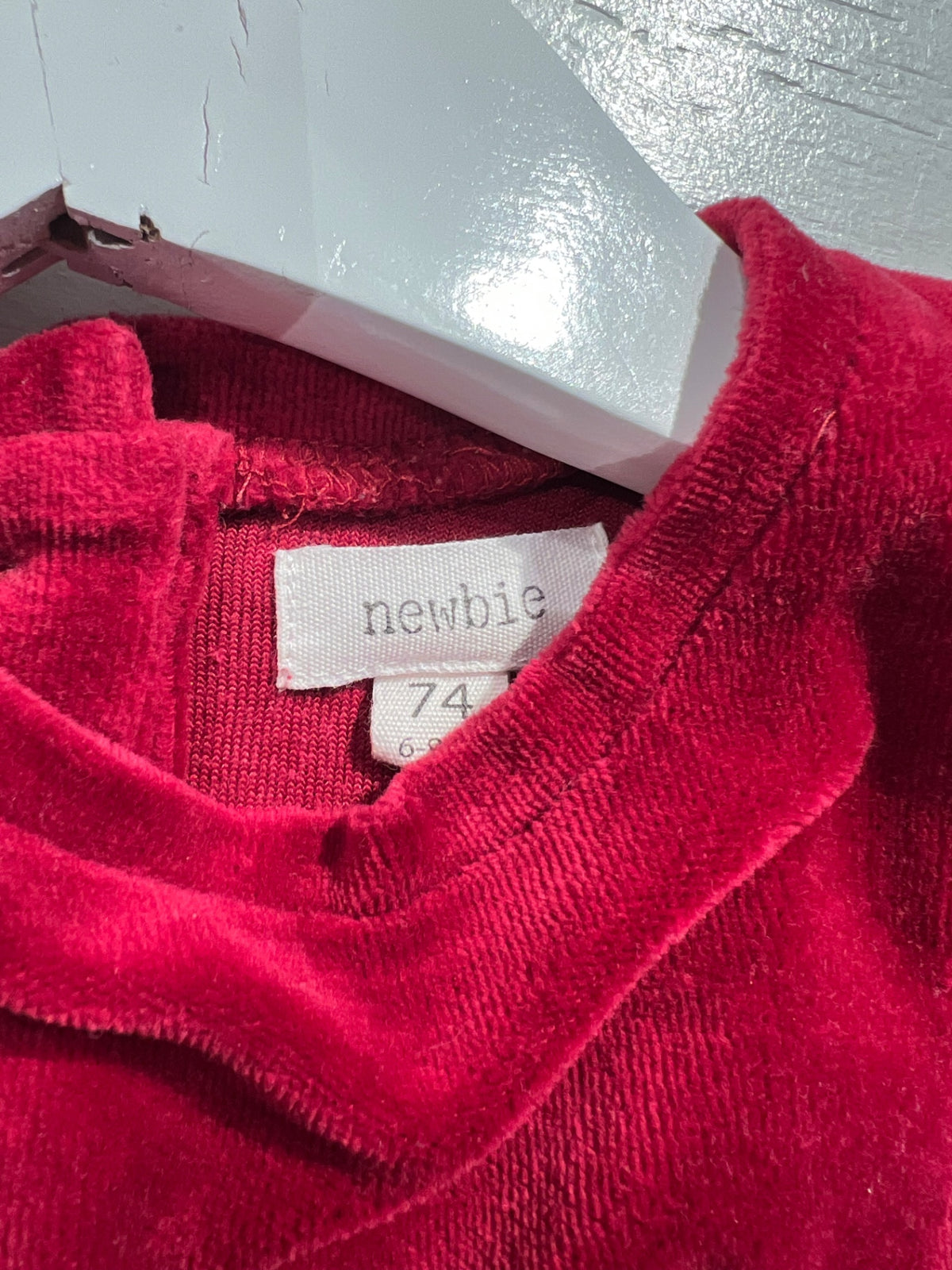 Newbie Velour klänning 74 Röd