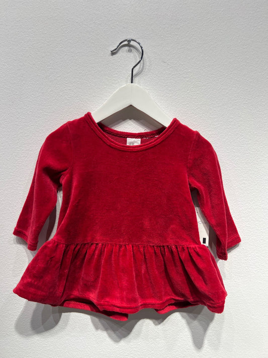 H&M Velour klänning 62 Röd
