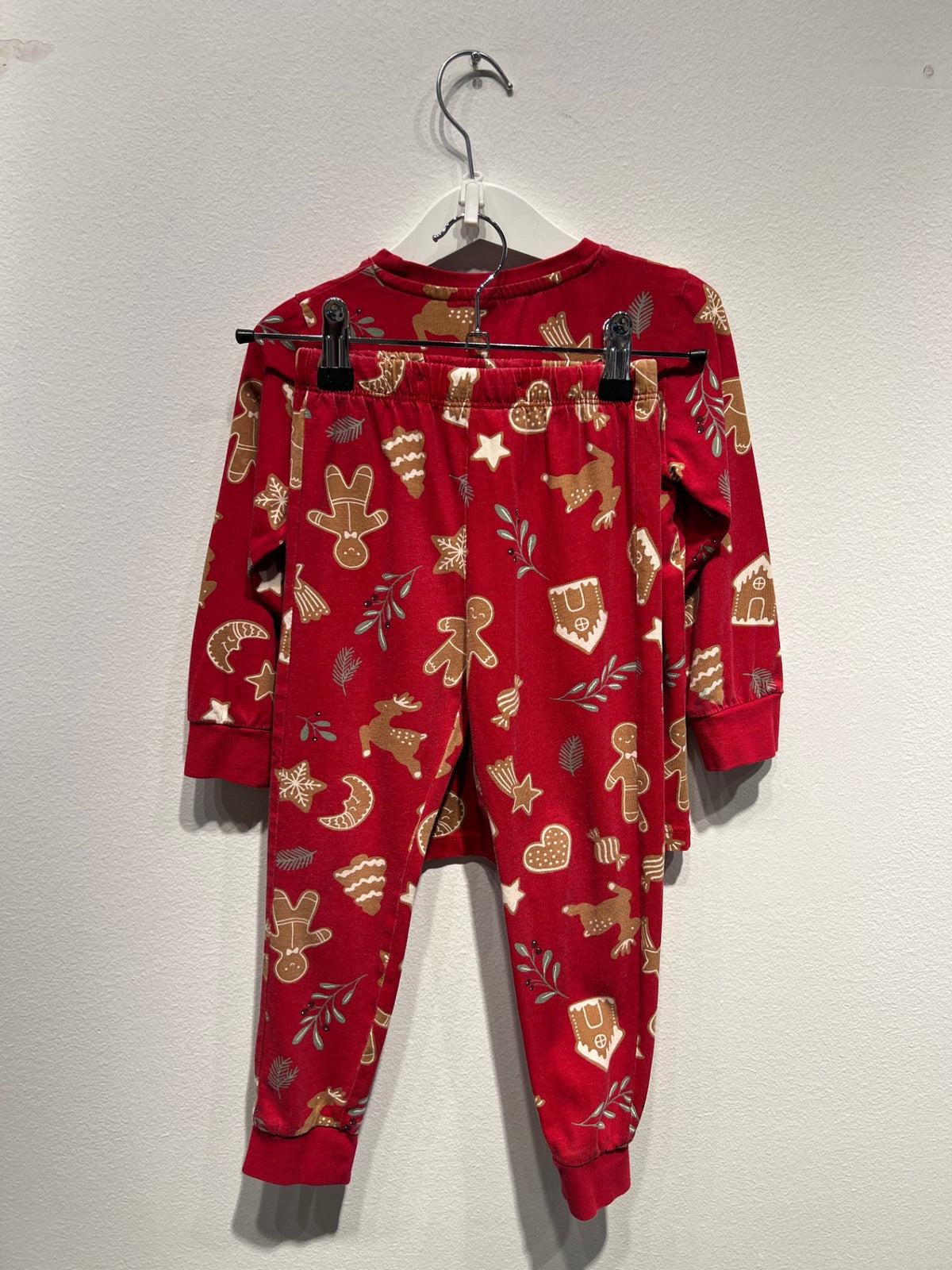 Lindex 2-delad pyjamasset 98/104 Röd/Jultema