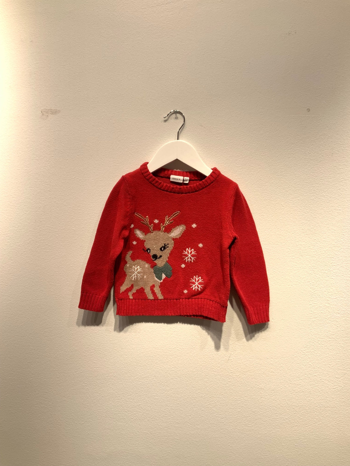 NameIt Stickad tröja 92 Röd/Jultema