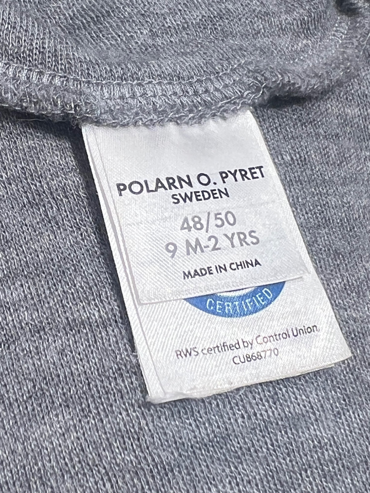 PoP (Polarn O. Pyret) Polokrage (100% ull) 48/50 9M-2ÅR Grå