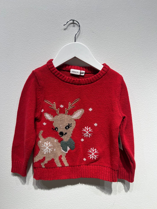 NameIt Stickad tröja 92 Röd/Jultema