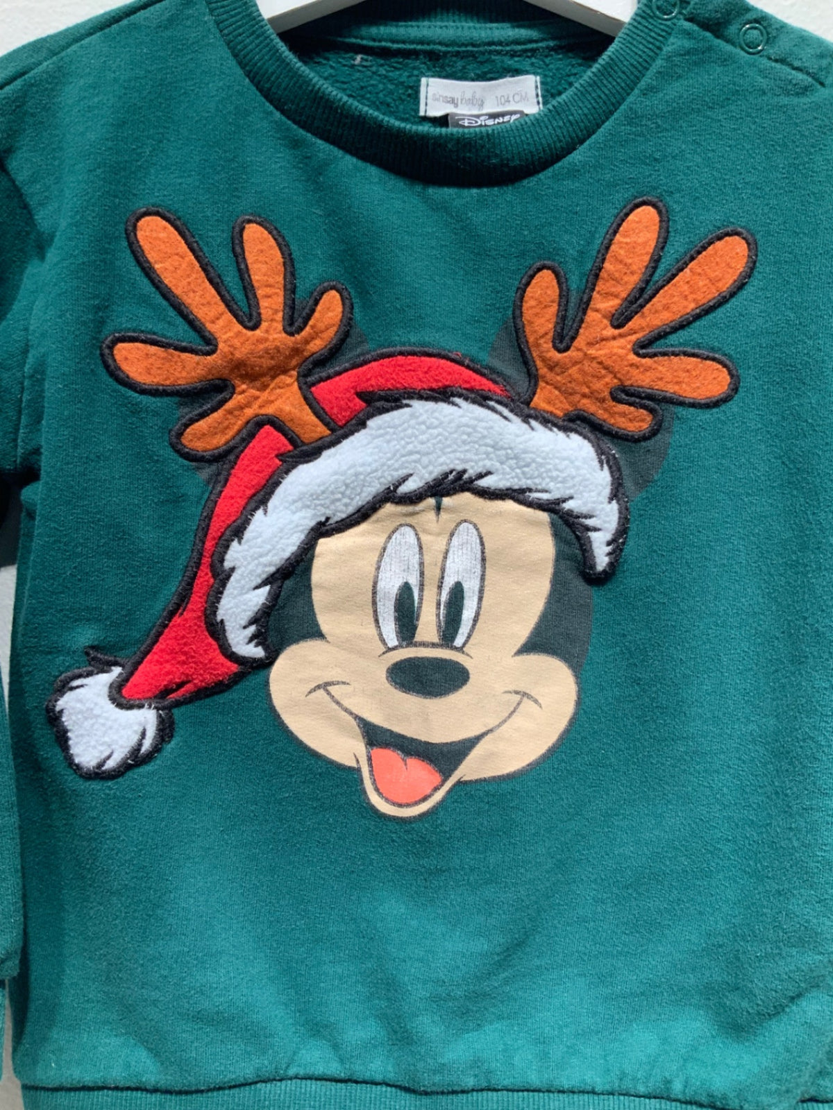 Sinsay/Disney Tröja 104 Grön med Musse Pig Jultema