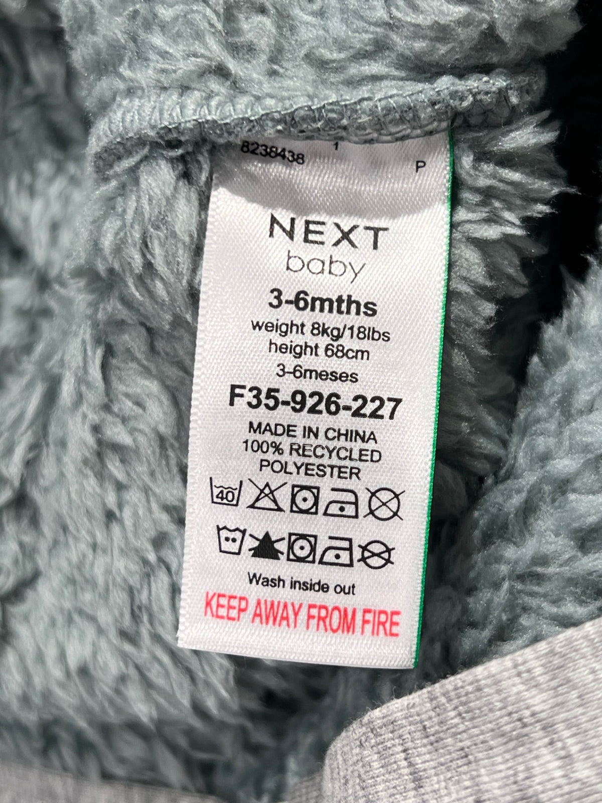 Next baby Teddyoverall 68 Beige/Grön