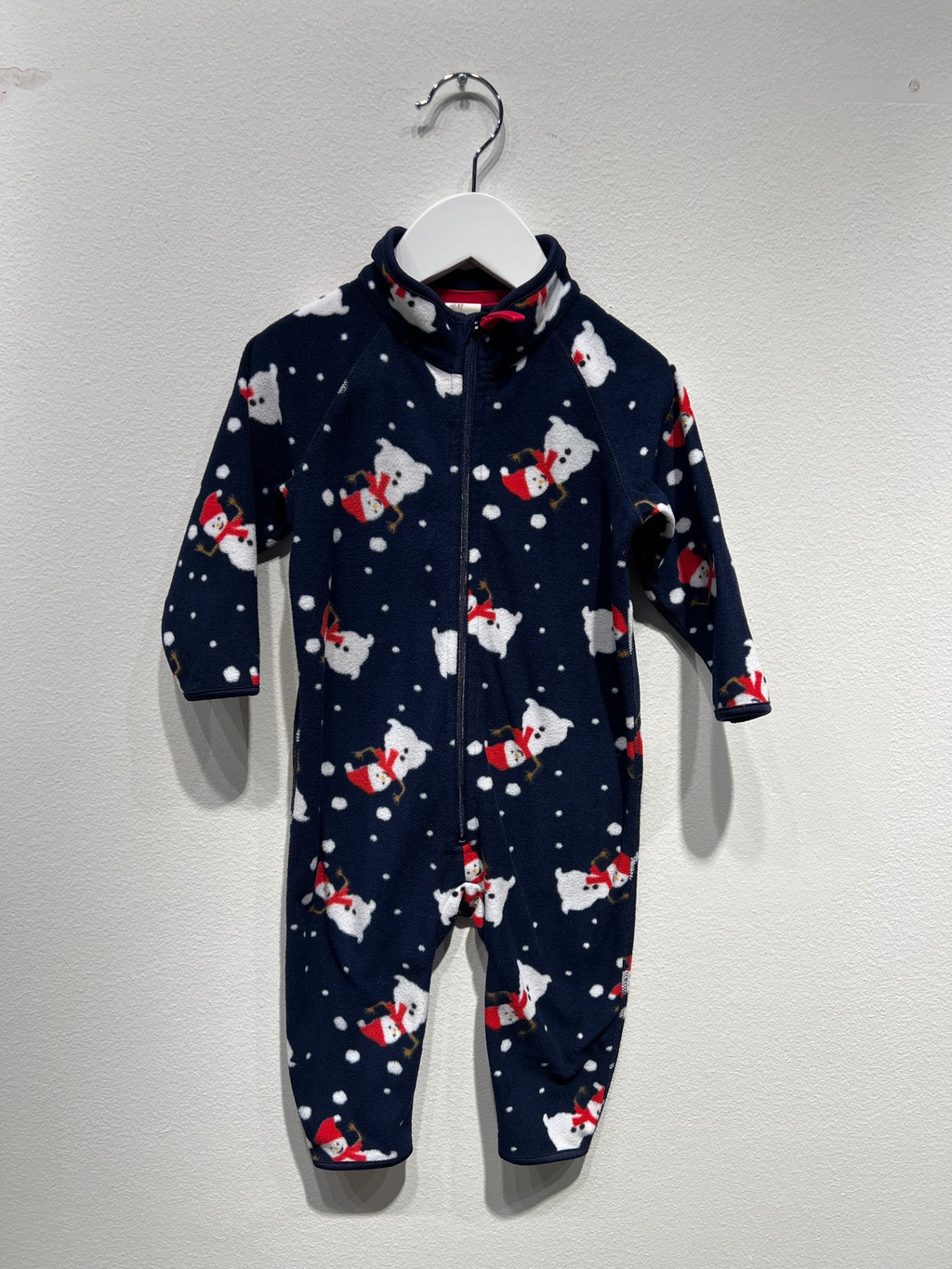 H&M Mjuk pyjamasoverall 74 Mörkblå/Jultema