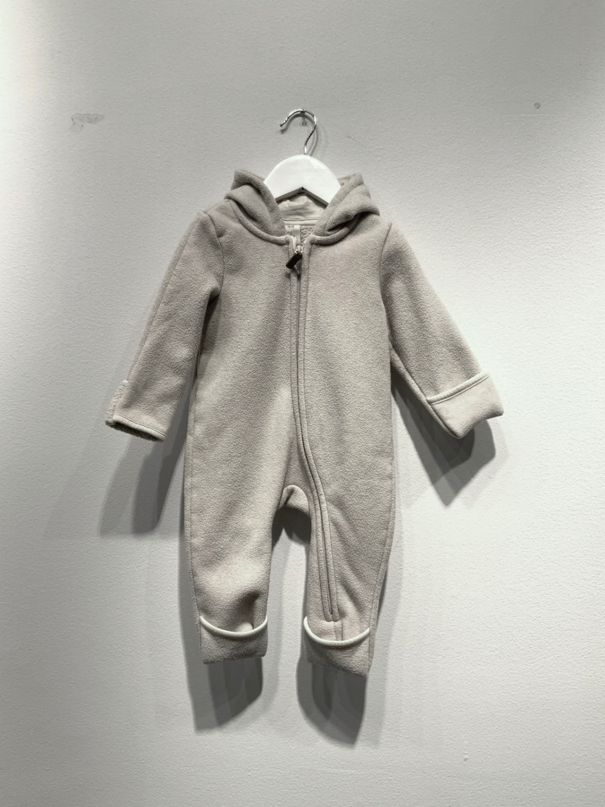 H&M Fleeceoverall med luva 68 Beige