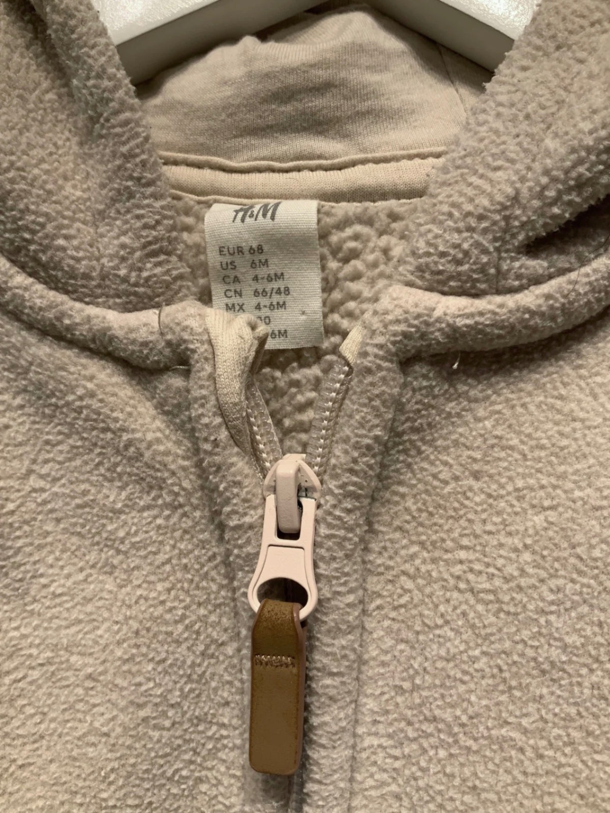 H&M Fleeceoverall med luva 68 Beige