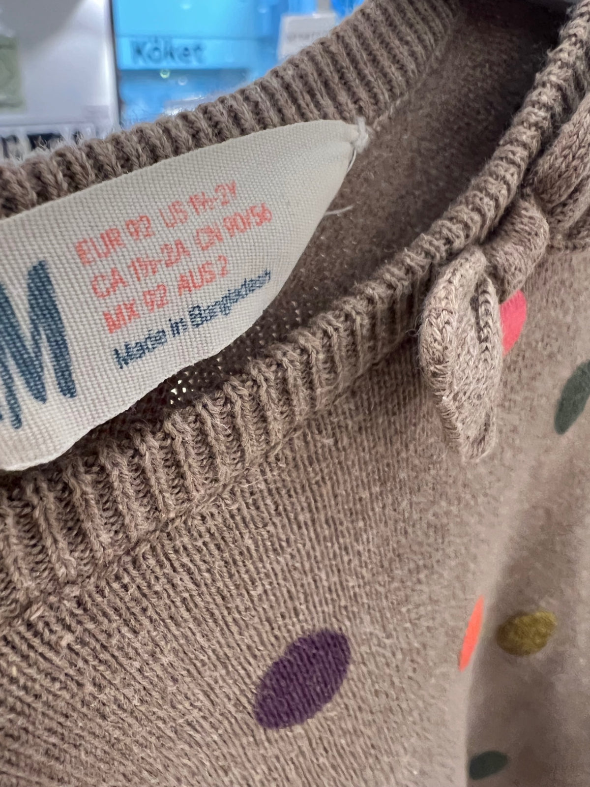 H&M Stickad tröja 92 Brun/Prickig