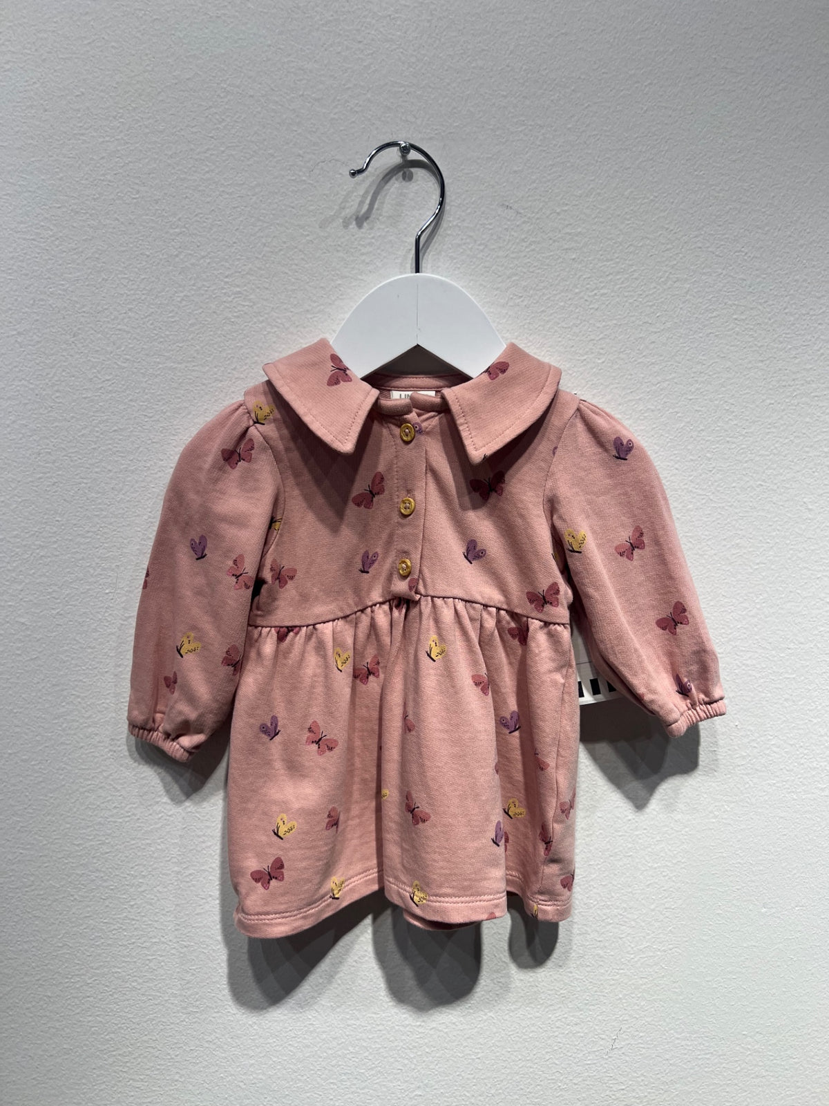 Lindex Klänning 62 Rosa/Fjärilar