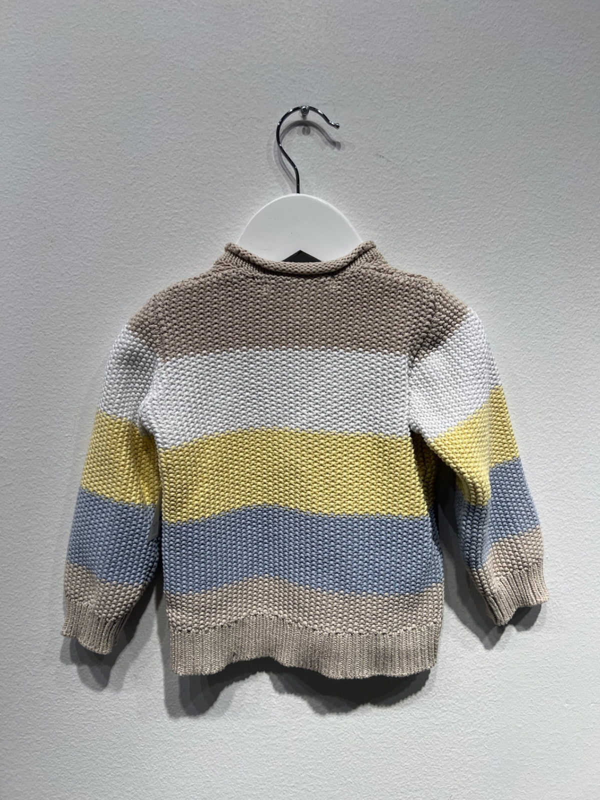 MyWearBaby Stickade kofta 80 Beige/Gul/Blå