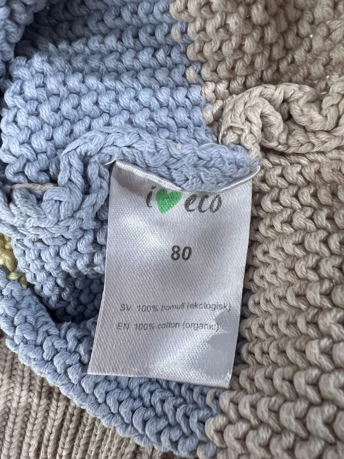 MyWearBaby Stickade kofta 80 Beige/Gul/Blå