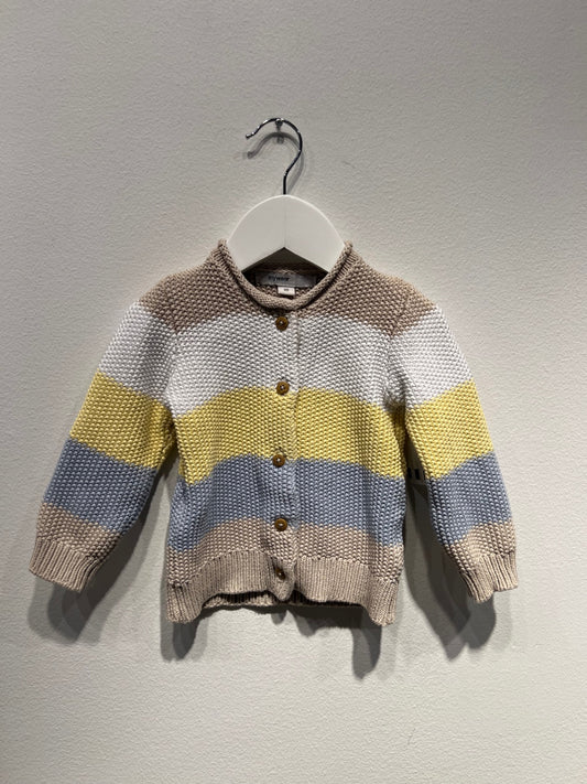 MyWearBaby Stickade kofta 80 Beige/Gul/Blå