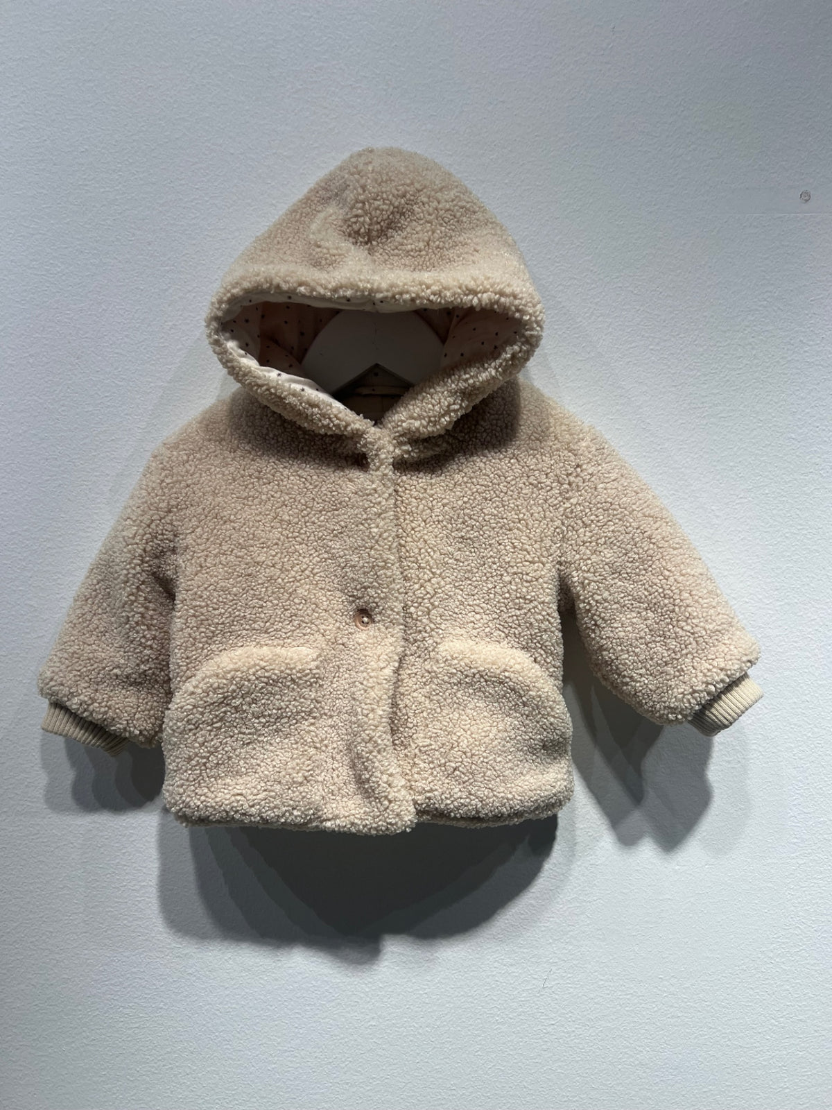 ZARA Teddyjacka med huva 68 Beige
