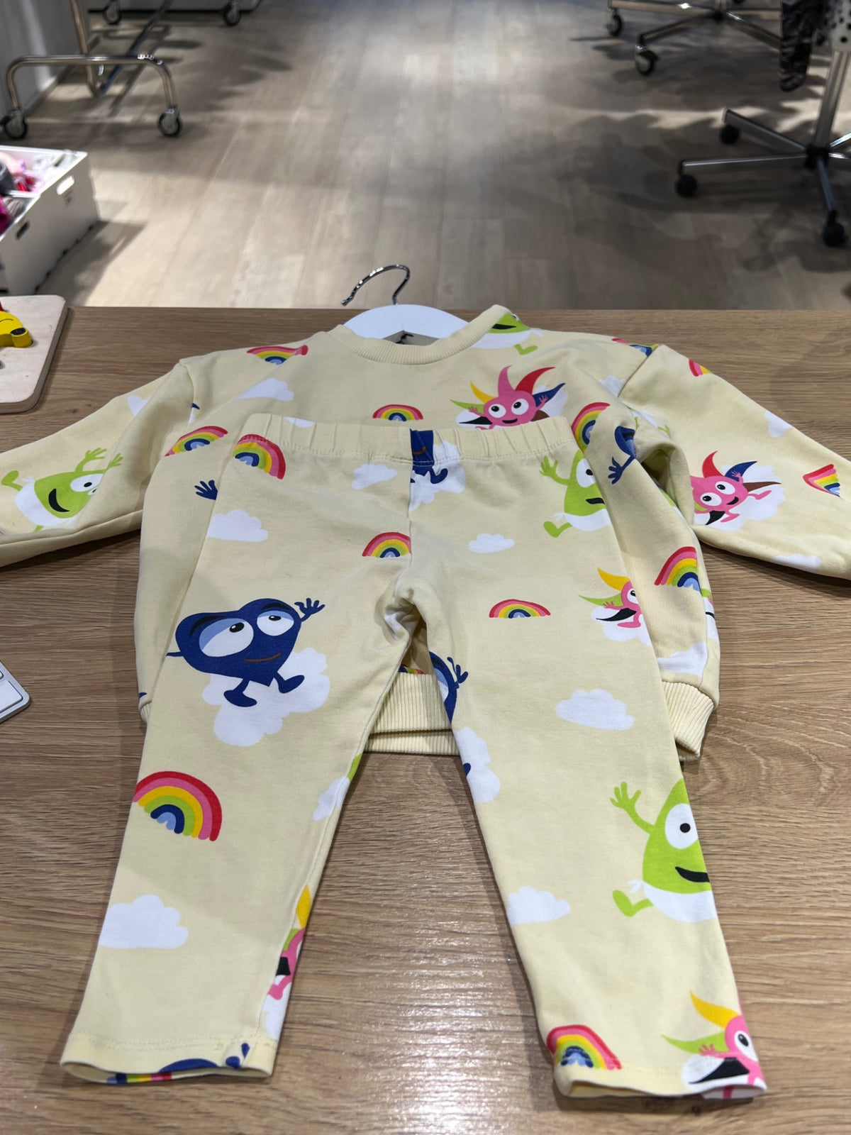 Kappahl/Babblarna Sweatshirt + leggings set 74/80 Gul/Diddi