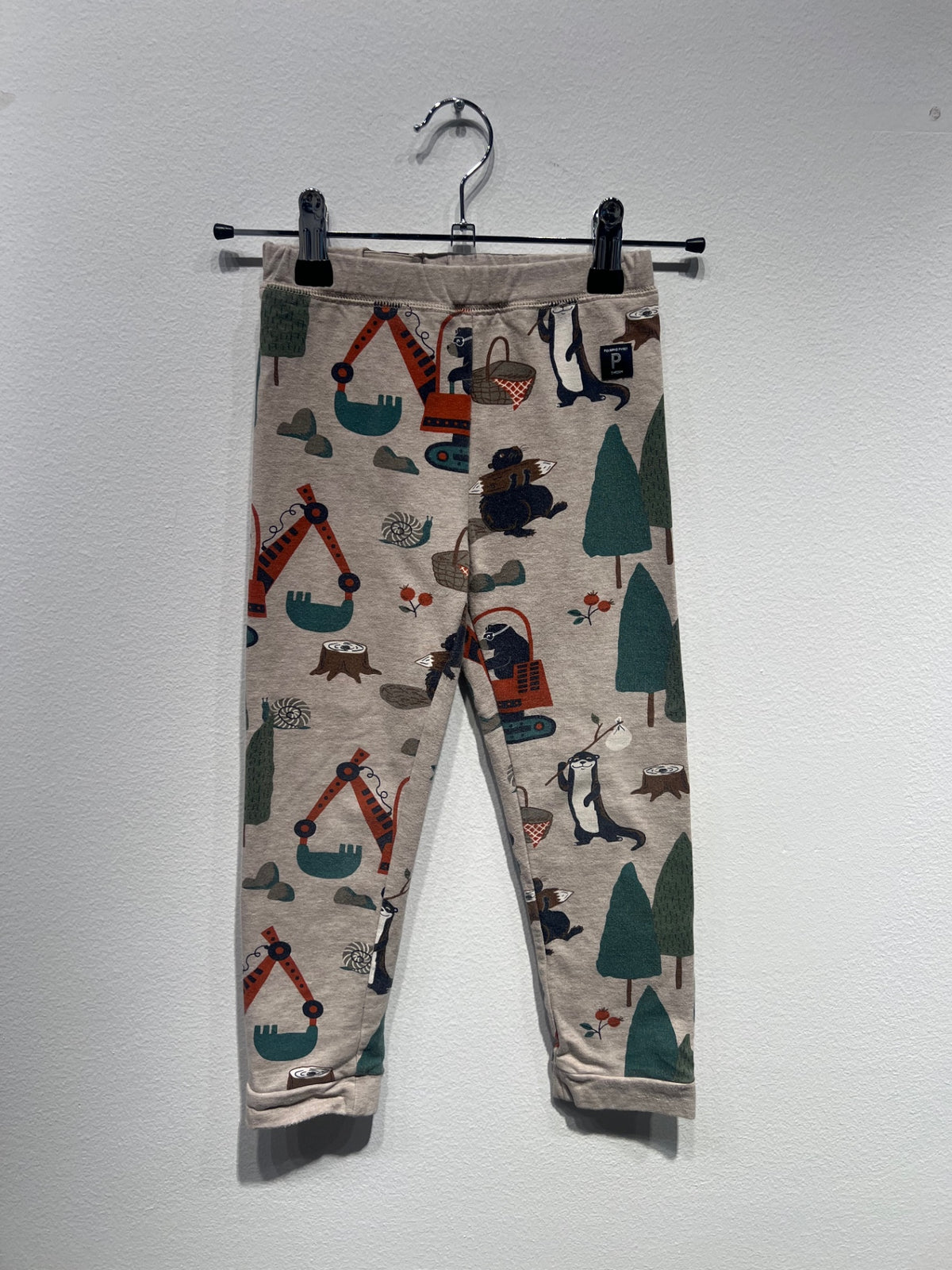 PoP (Polarn O. Pyret) Borstade leggings 104 Gråbrun/Skog